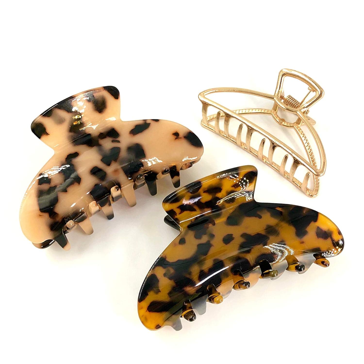 Durable Claw Clip for Women - Strong Hold Hair Claw Clip for Thick Long Hair, Matte Painted Hair Claw, Perfect Women’s Gift, A Pack of 3, 2pcs Acrylic Resin + 1 pc Metal alloy