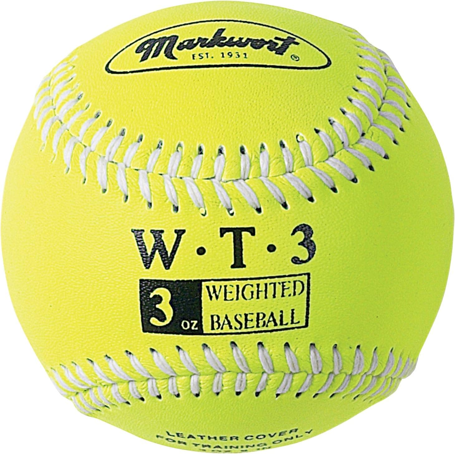 Markwort Weighted 9-Inch Baseballs-Leather Cover (Individually Boxed), Optic Yellow