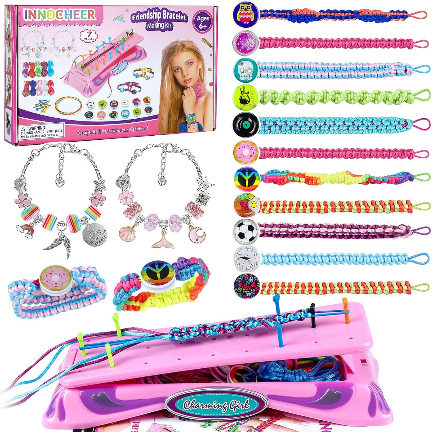 INNOCHEER Friendship Bracelets Making Kit, DIY Arts and Crafts Jewelry Making Toys Gifts for 6 7 8 9 10 11 12 Year Old Girls , Bracelet String and Rewarding Activity for Christmas Birthday