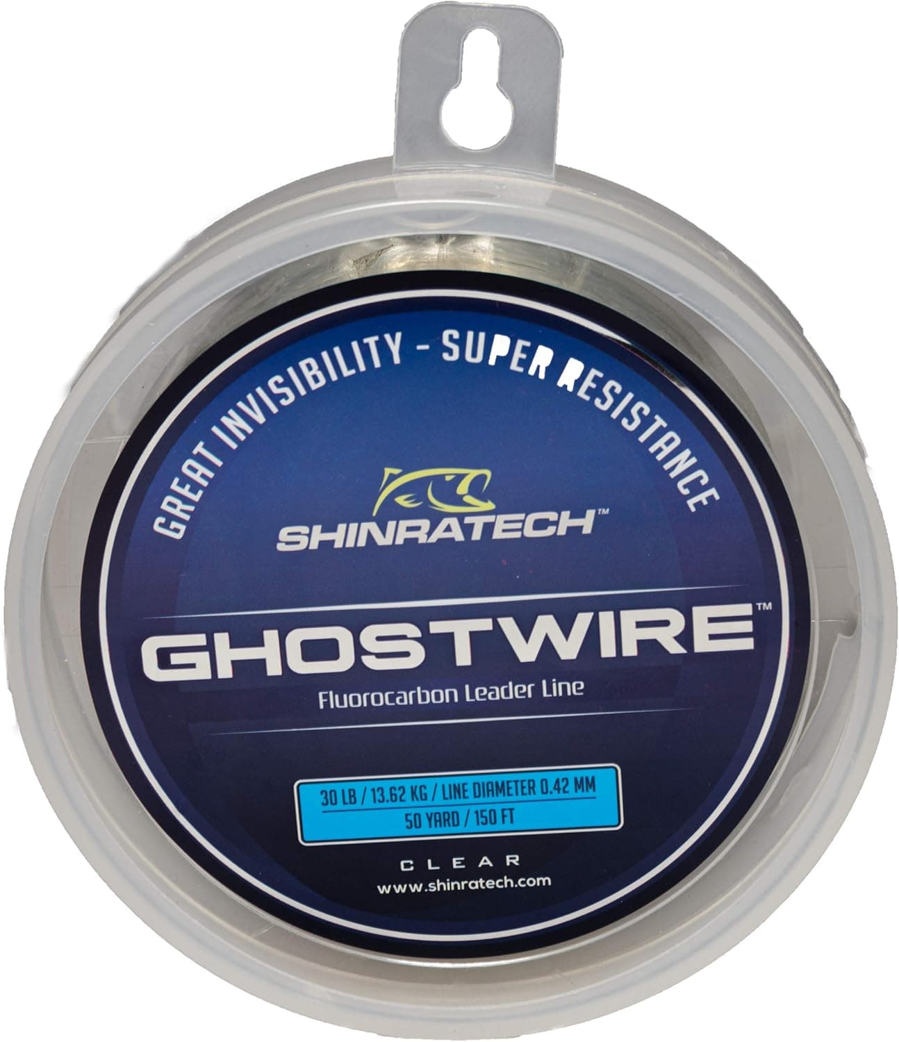 GHOSTWIRE ShinraTech 100% Fluorocarbon Leader Line (30lb 50yd Spool) - Clear and Virtually Invisible Underwater