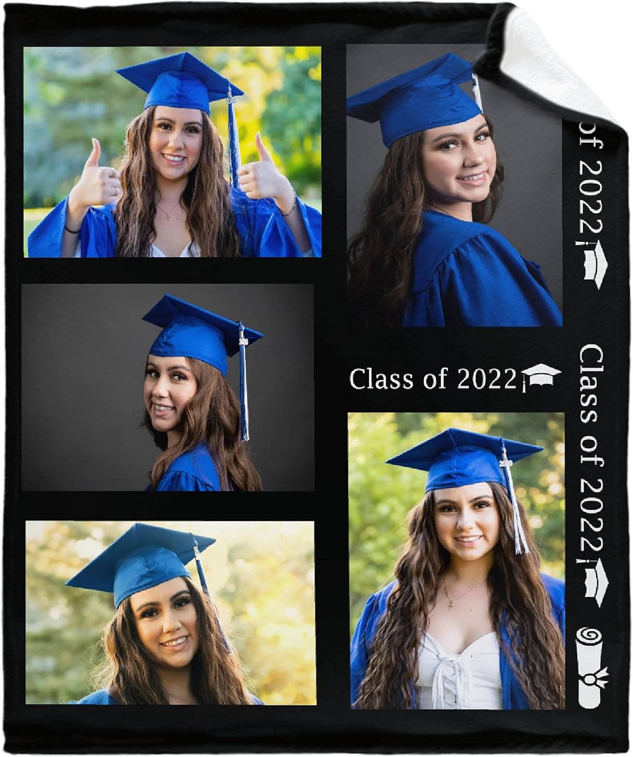 Class of 2022 Blanket Throw Custom Photo Name Senior Graduation Gift for Students Son Daughter High School College Grads from Mom Dad Best Friend 50x60in for Teen/Travel