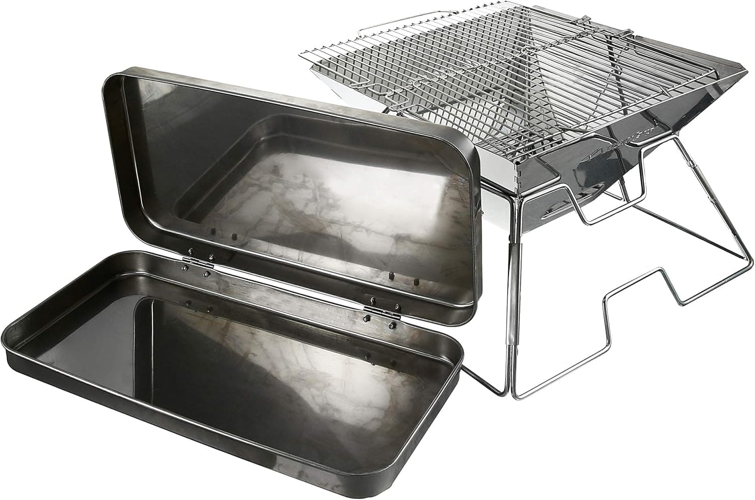 Charcoal Grill - Folding Stainless Steel Barbecue Grill for All Outdoor Adventures, Collapsible Cooker with Travel Bag and Protective Case|Portable Outdoor Cooker for BBQ’s| Hiking | Beach