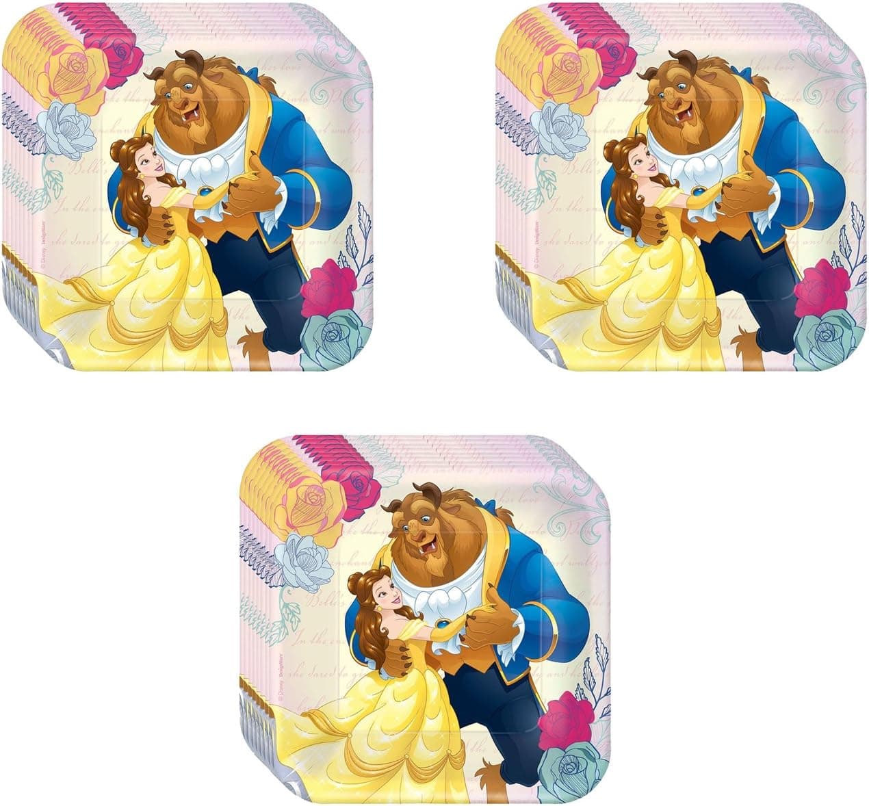 Disney Beauty and The Beast Party Dessert Plates - 24 Pieces