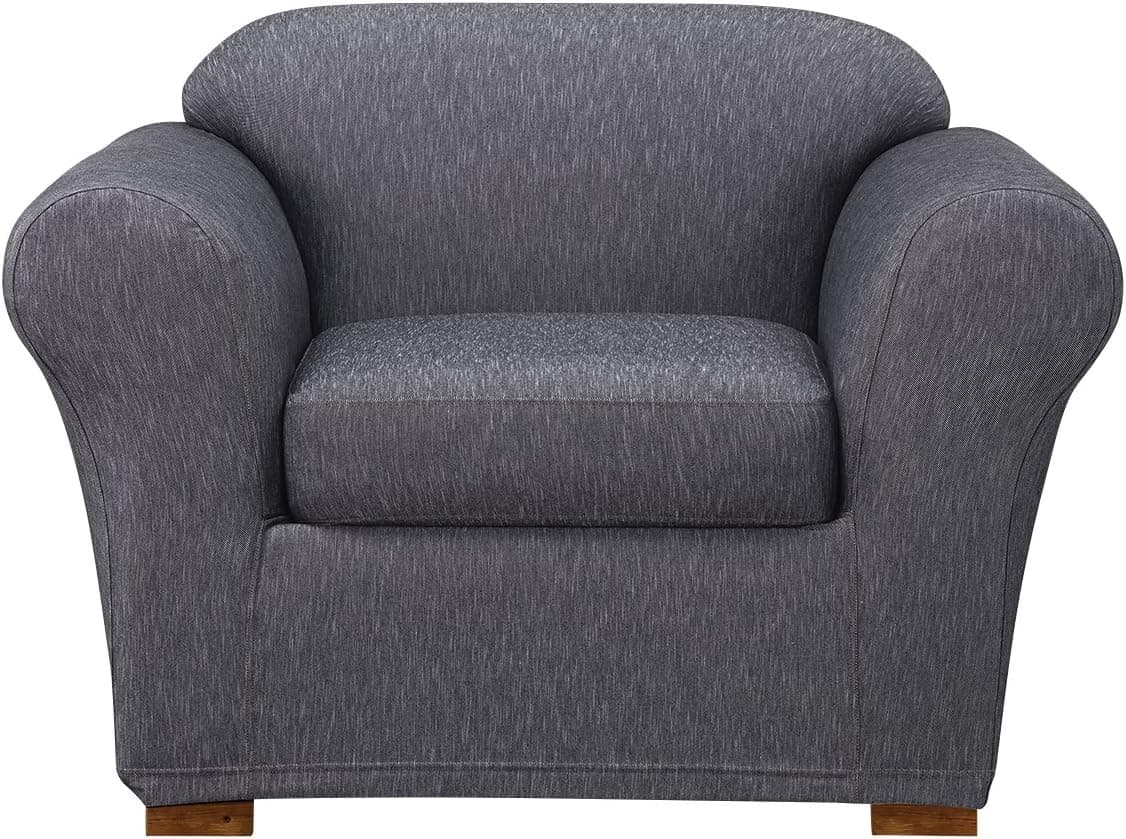 SureFit Stretch Denim One Piece Dark Indigo Chair Slipcover