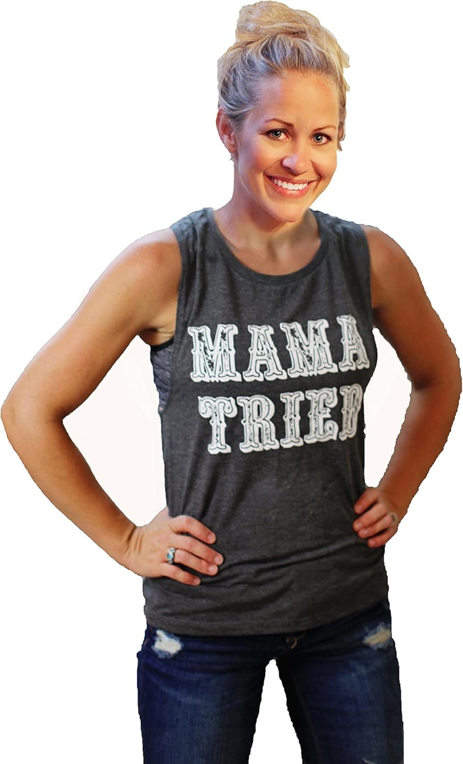 Tough Little Lady Womens Graphic tees Country Mama Tried Grey Muscle XL