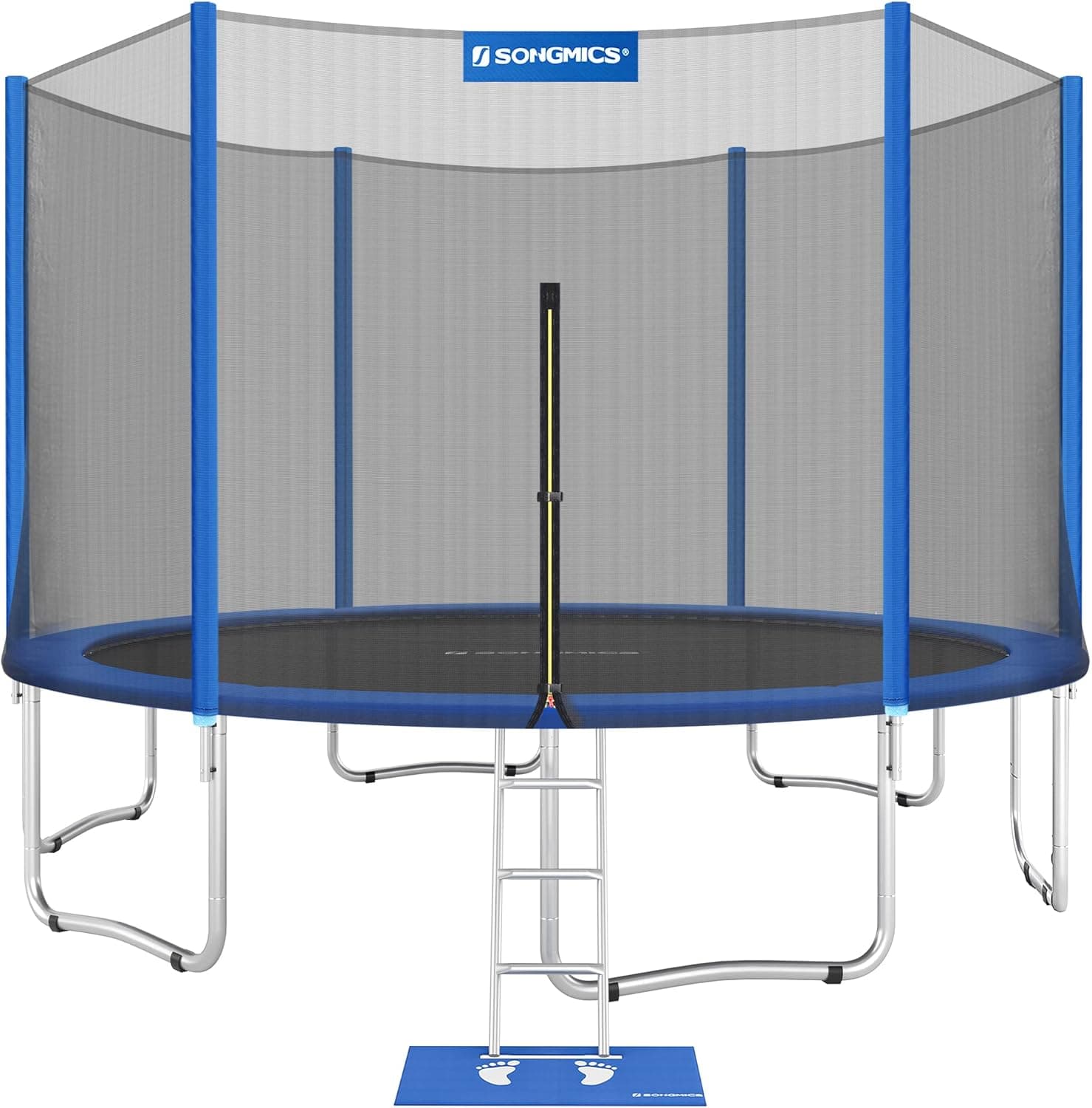 SONGMICS Trampoline, 12 ft 15 ft Recreational Trampolines with Enclosure Net Safety Pad, Ladder, Jumping Mat, Outdoor Backyard Trampolines for Kids, TÜV Certificated