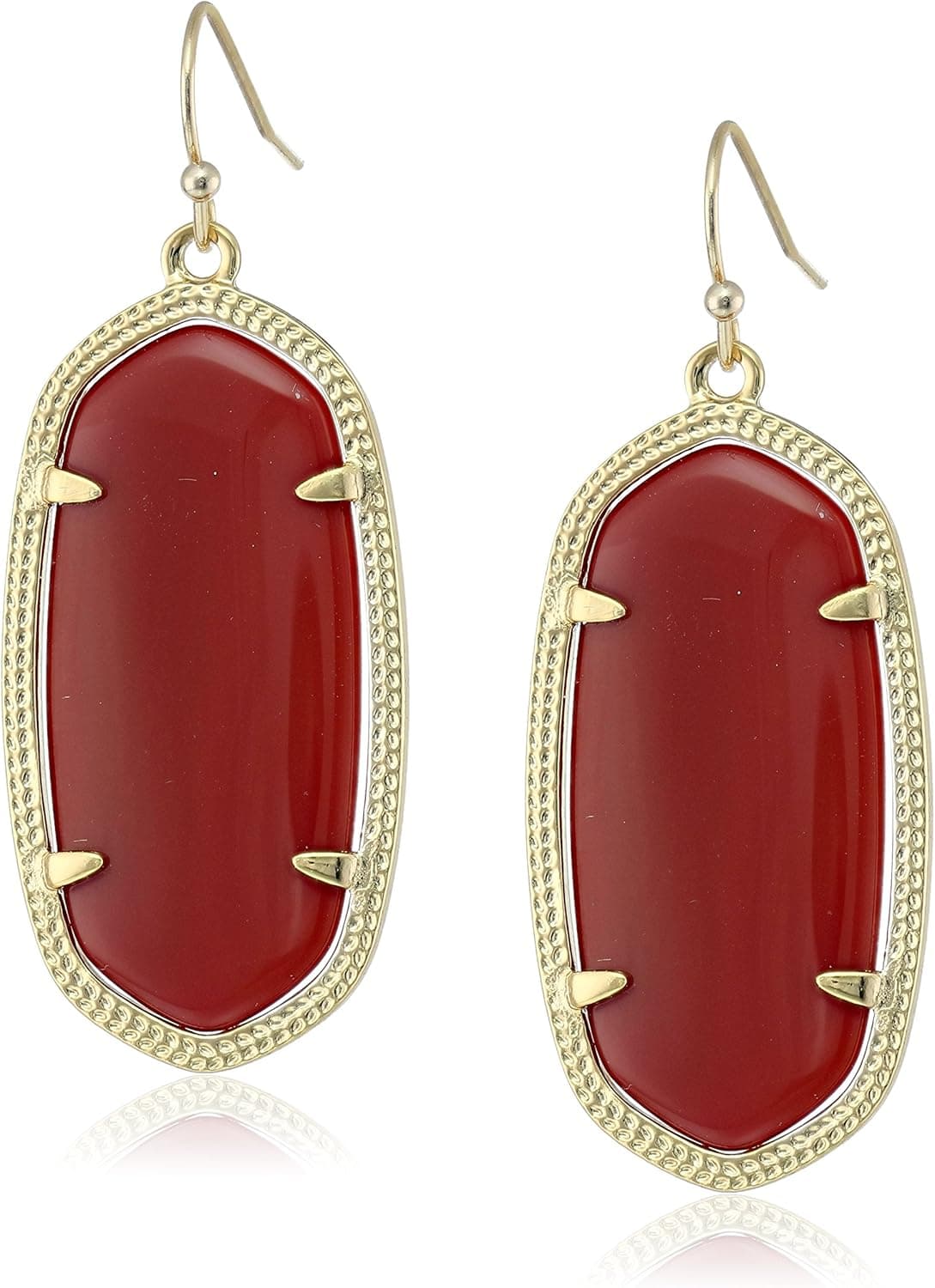 Kendra Scott "Signature" Elle Gold plated Maroon Jade Drop Earrings