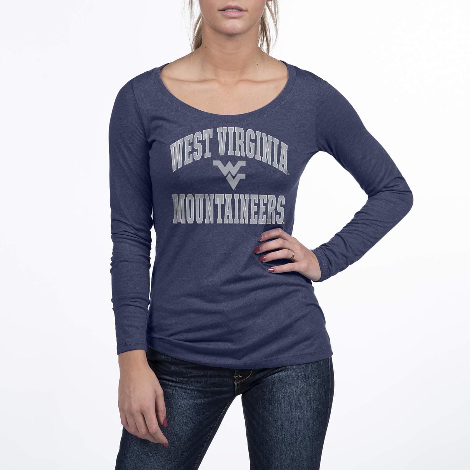 Top of the World Women's Trim Modern Fit Premium Triblend Long Sleeve Scoop Neck Team Color Tee