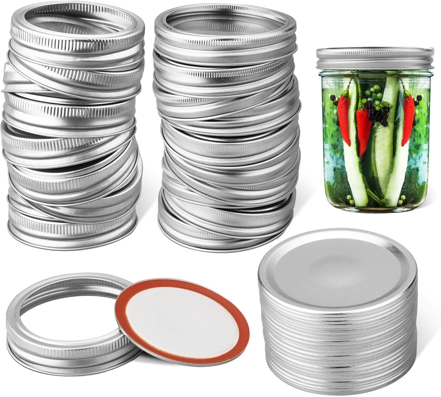 Canning Lids Regular Mouth,20 Pcs Regular Mouth Mason Jar Lids,Split-Type Lids and Rings for Mason Jar Canning(20 Lids+20 Bands) HOUMESO