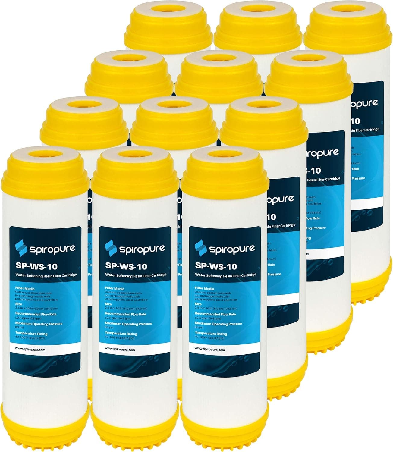SpiroPure Replacement for 10x2.5 Pentek WS-10 155319-43 Water Softening Filter Cartridge (12 Pack)