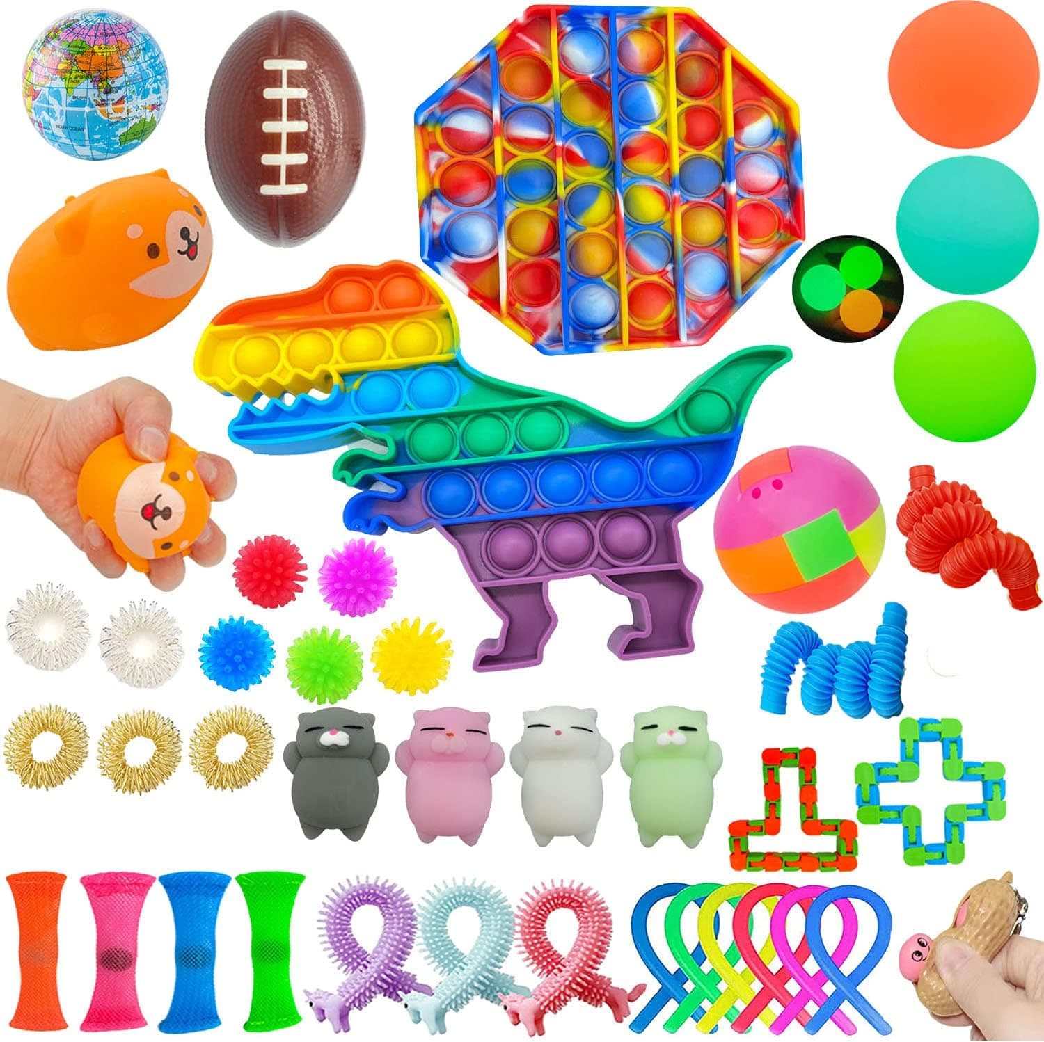 YBSOP Sensory Toys Pack, 42 Pack Pop Toys Sensory Squeeze Toys Relieves Stress and Anti-Anxiety Special Therapy Toys Hand Toys for Autistic Kids Adult Birthday Gift