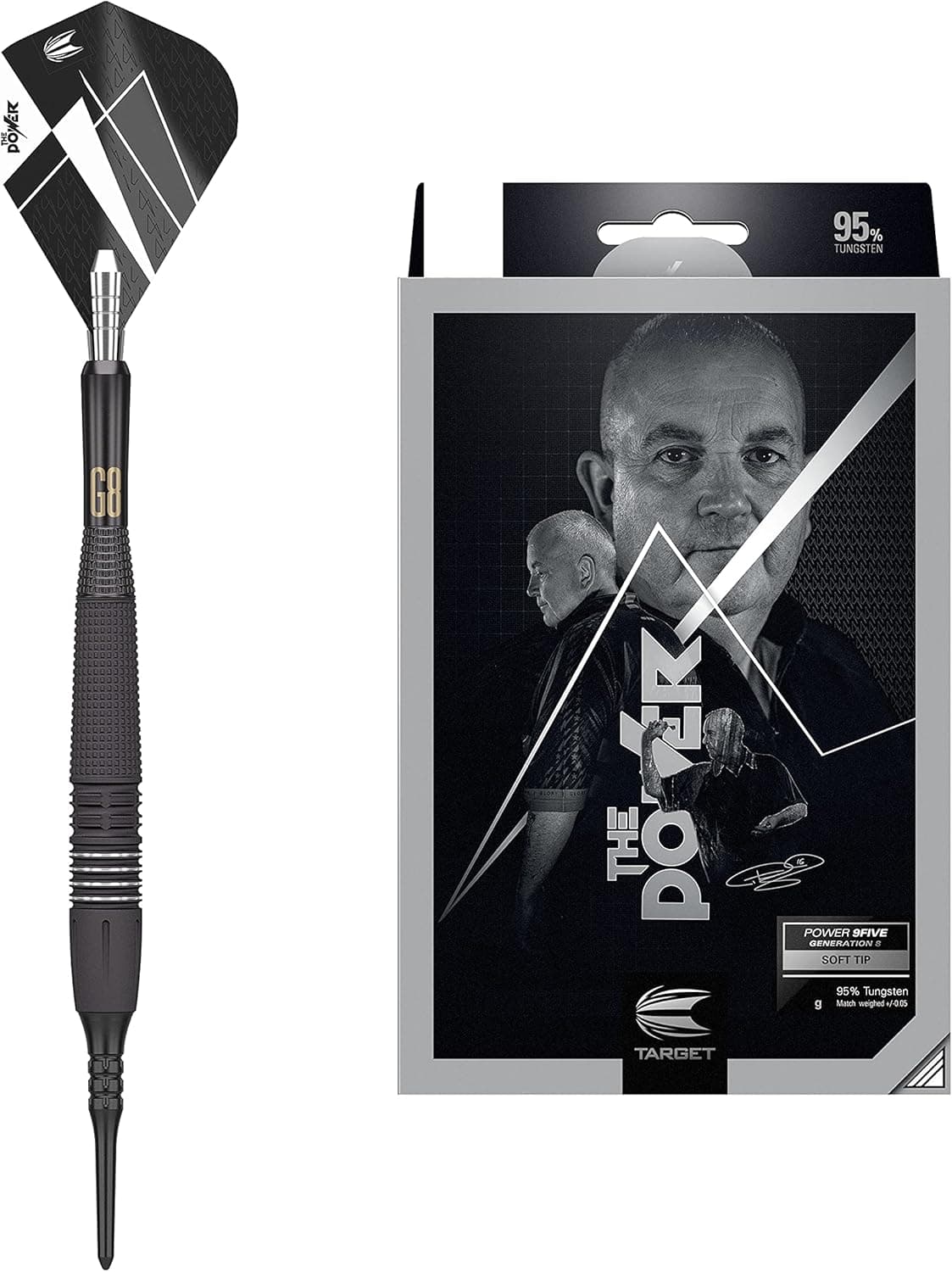 Target Darts Phil Taylor Power 9-Five Gen 8 95% Tungsten Soft Tip Darts Set