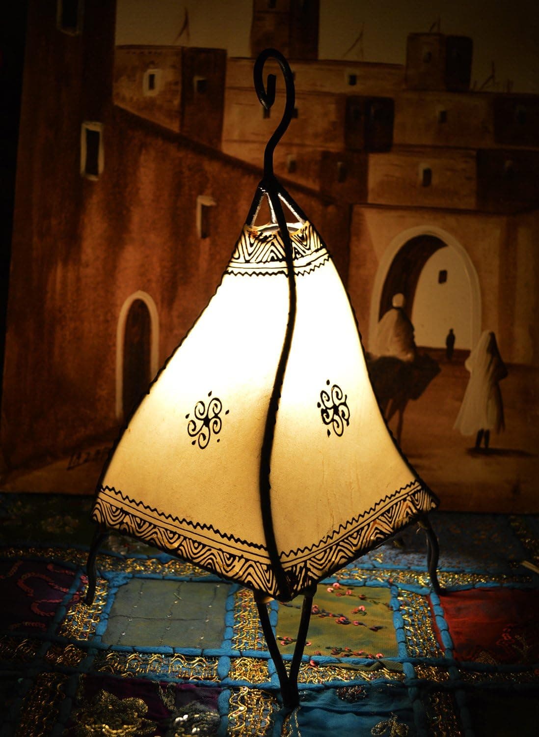 Henna Lamps & Sconces Moroccan Handmade Leather Lamp Henna Tattoo African Beige