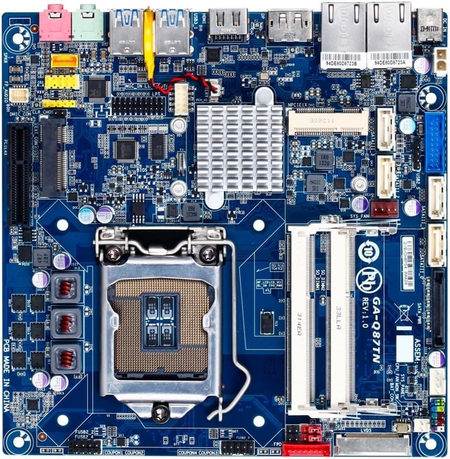 Gigabyte LGA 1150 Intel Q87 vPro Dual LAN SO-DIMM Memory slots UEFI DualBIOS Mini ITX DDR3 1600 Motherboard (GA-Q87TN)