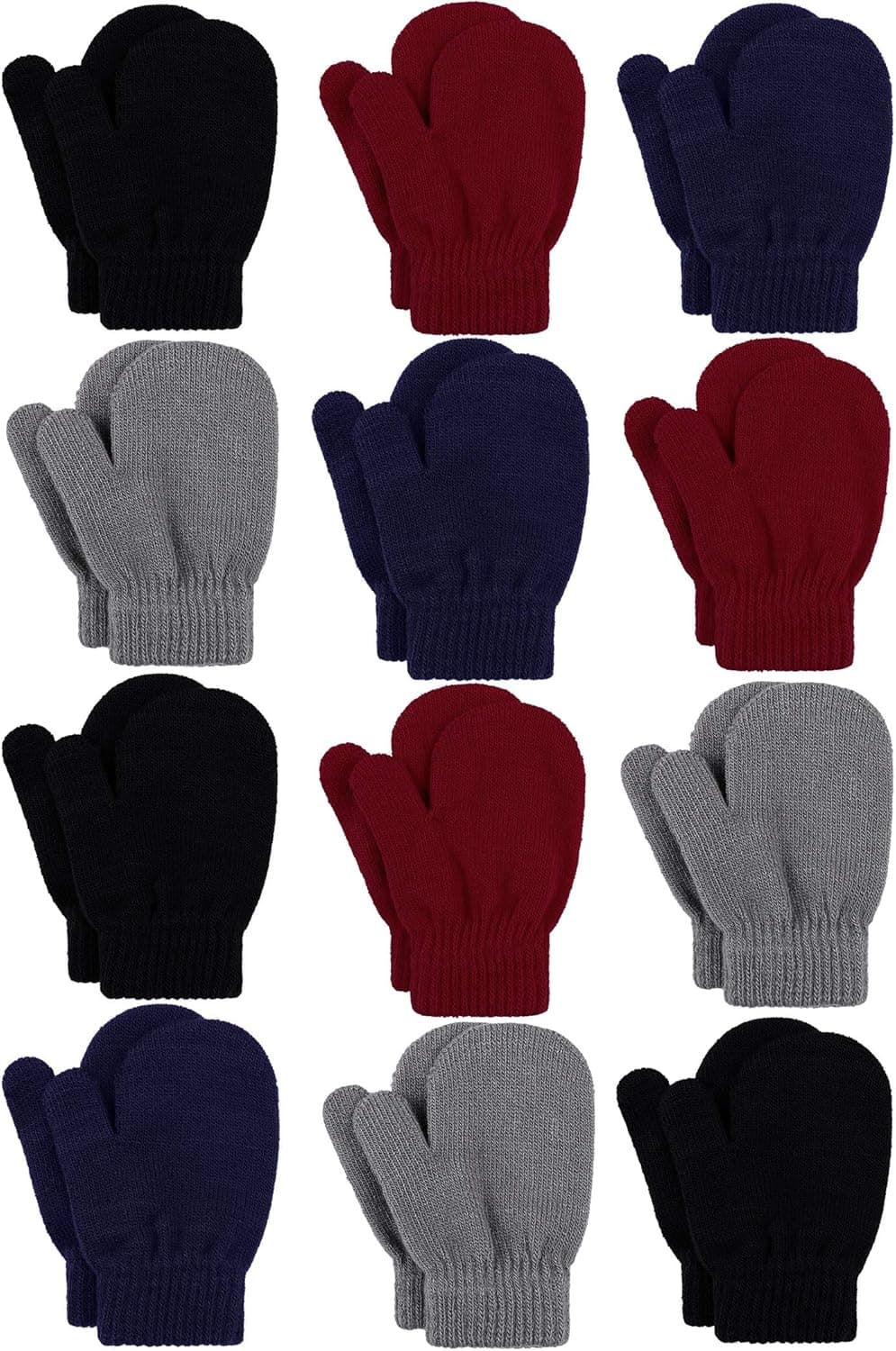 Cooraby 12 Pairs Toddler Winter Mittens Unisex Knitted Baby Gloves Mittens