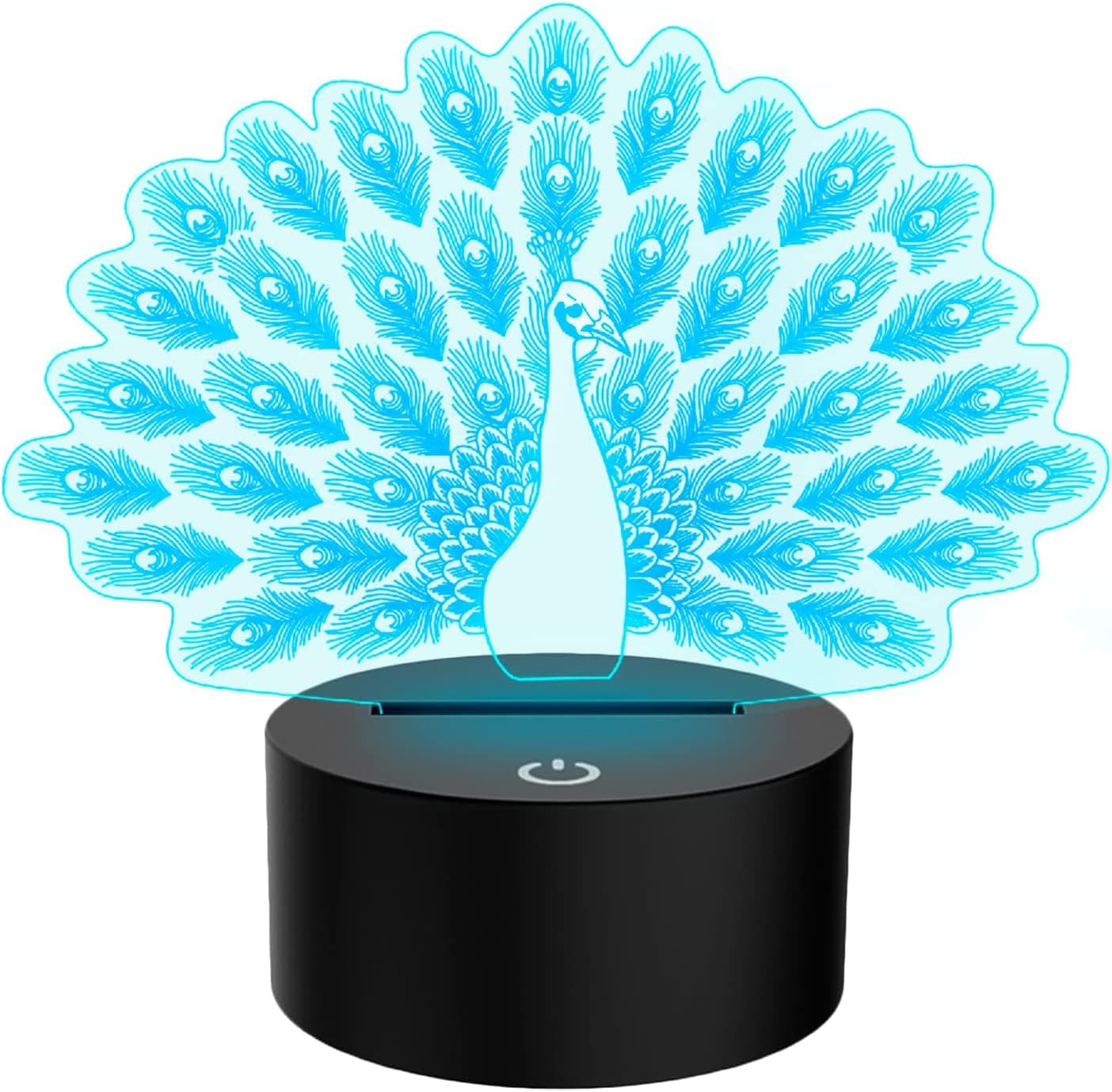 Amposei Novelty Peacock Shape 3D LED Night Light 7 Color Changing Animal Peafowl Table Lamp Home Decor Gifts Lampara Sleep Light Fixture