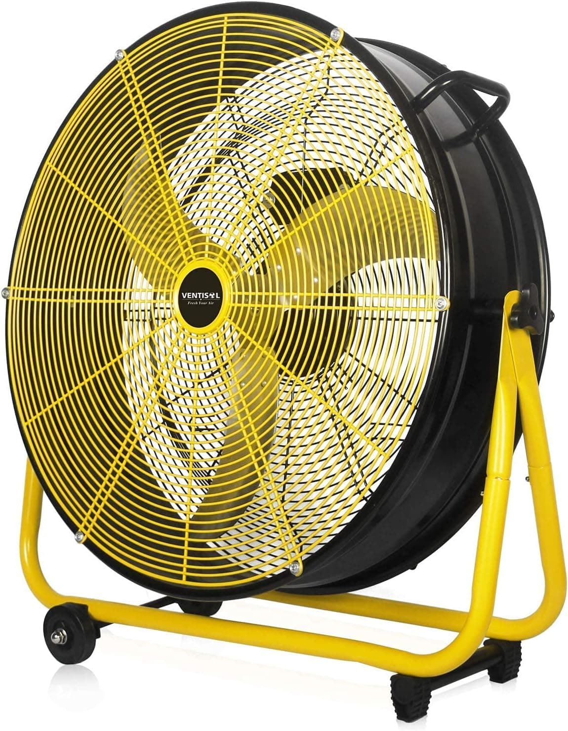 VENTISOL 24 Inch Energy Efficiency 120W Industrial Floor Fan 7800CFM Aluminum Blades 3 Speeds Powerful Airflow for Industrial Garage Shop Workshop Basement, Black