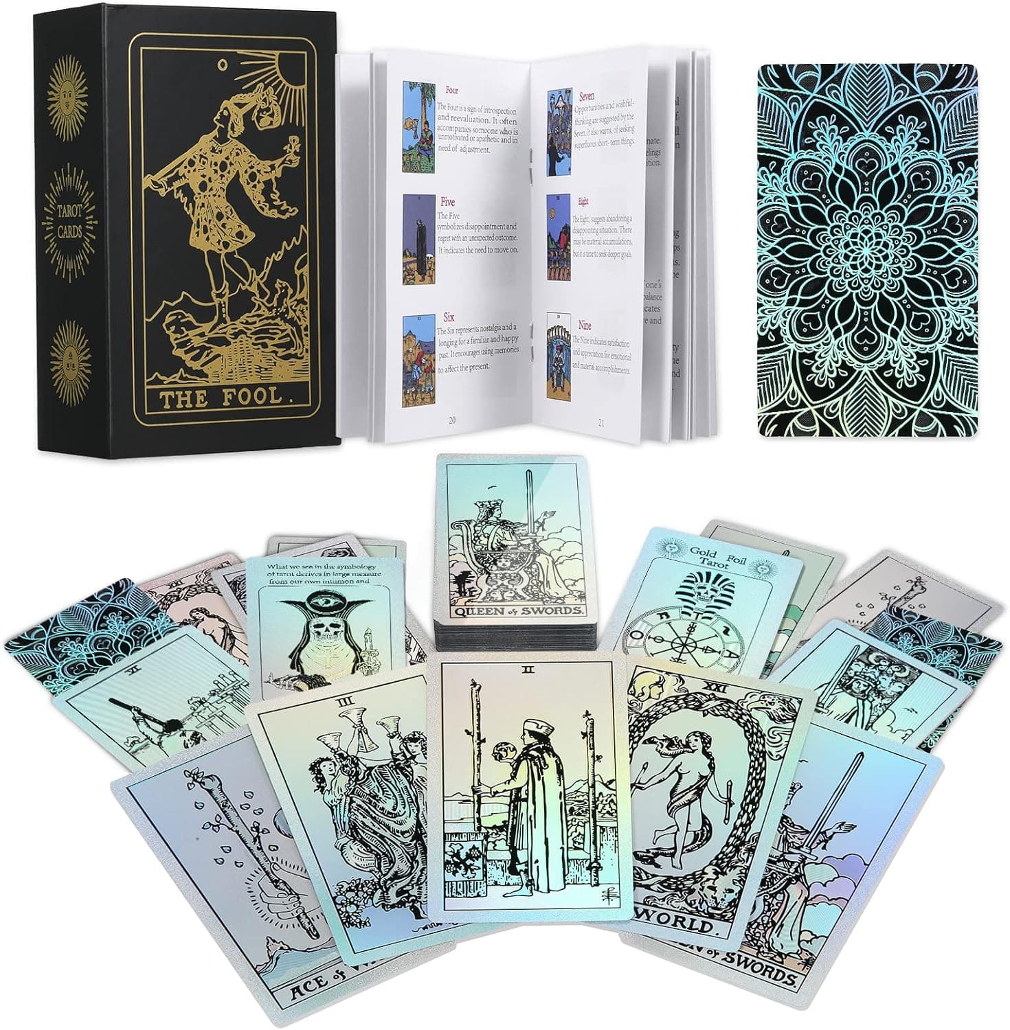 HYMENEX Tarot Cards with Guide Book, Tarot Cards for Beginners, Tarot Cards Deck Tarot Cards with Meanings on Them 78 Classic Tarot Deck for Beginners & Expert Readers Divination Tools