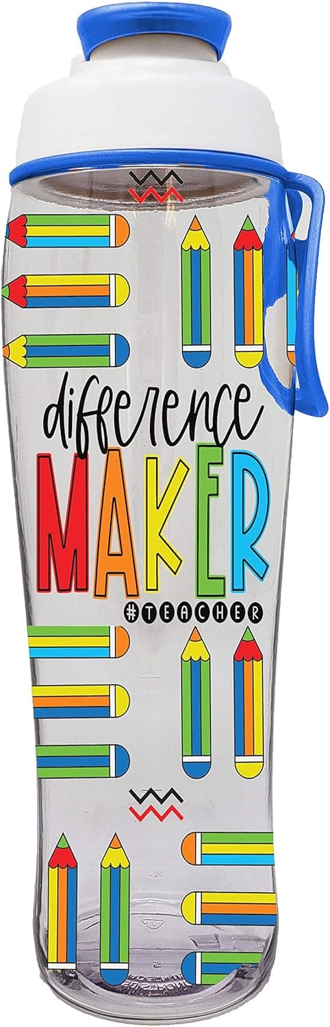 Teacher Water Bottle - BPA Free - Christmas Gift for Teachers - Give Bottles As Thank You Gifts & Appreciation for Teachers - Easy Carry Loop - Made in USA (30 oz., Difference Maker)