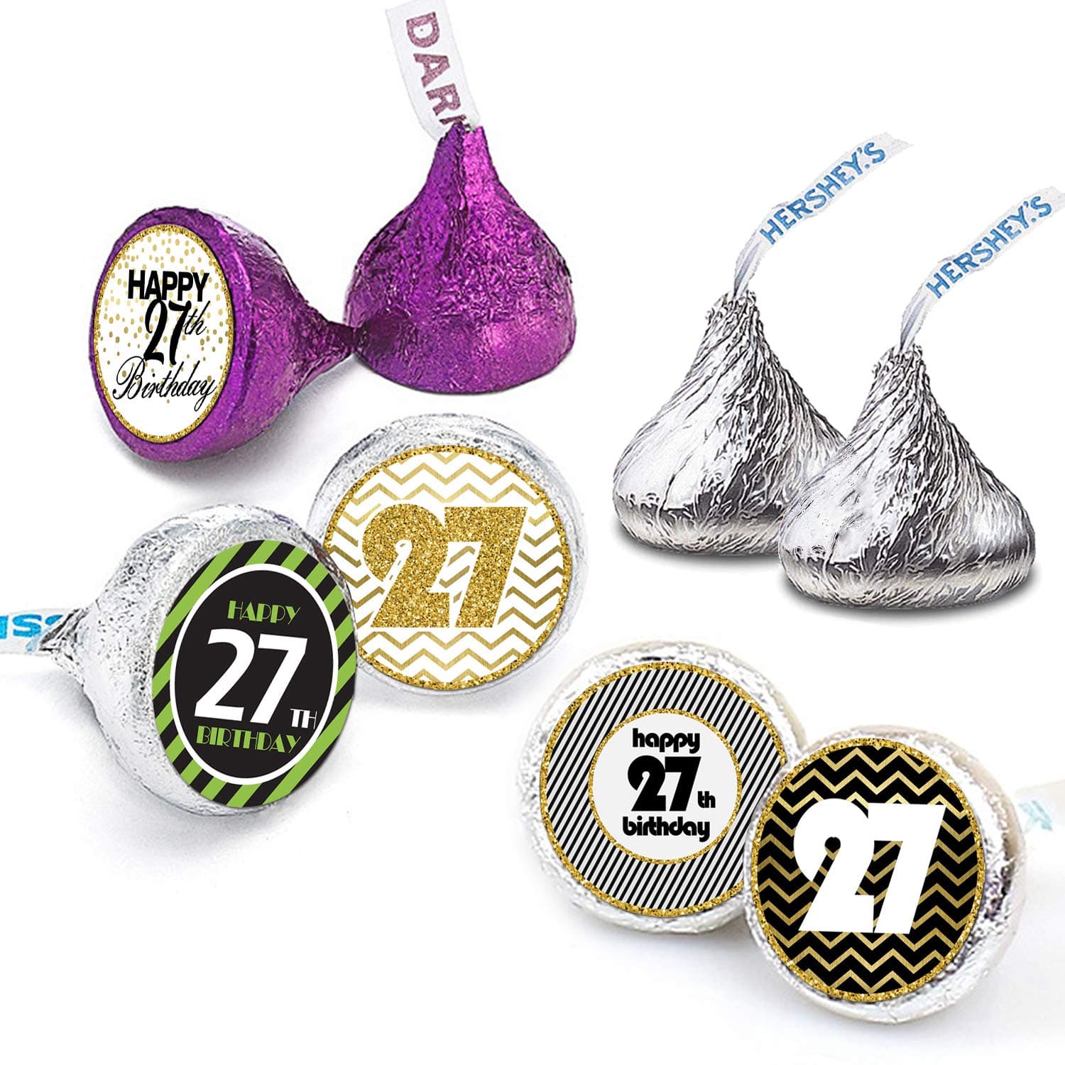Happy 27th Birthday Stickers For 27 Years Old Party Decoration - Birthday Favor Labels -240 Count