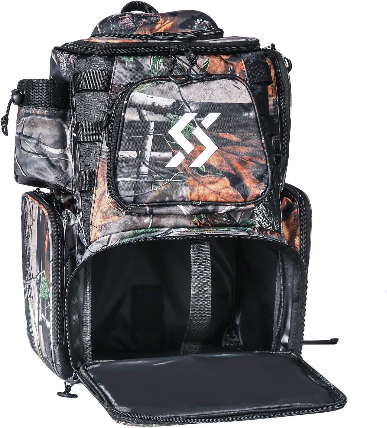 Sougayilang Fishing Tackle Backpack Waterproof Tackle Bag Storage Without Trays Tackle Box and Protective Rain Cover for Camping Hiking - Camouflage Without Tray