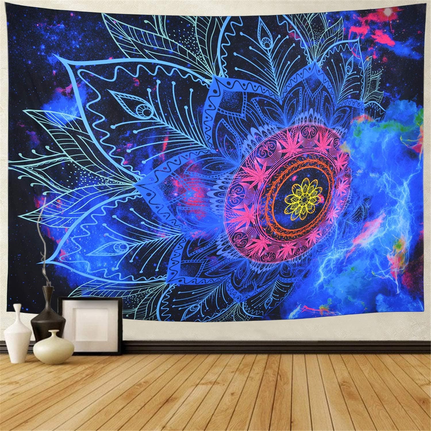 Leofanger Mandala Tapestry Galaxy Tapestry Bohemian Flower Tapestry Psychedelic Tapestry Hippie Waves Abstract Tapestry Wall Hanging for Living Room Dorm