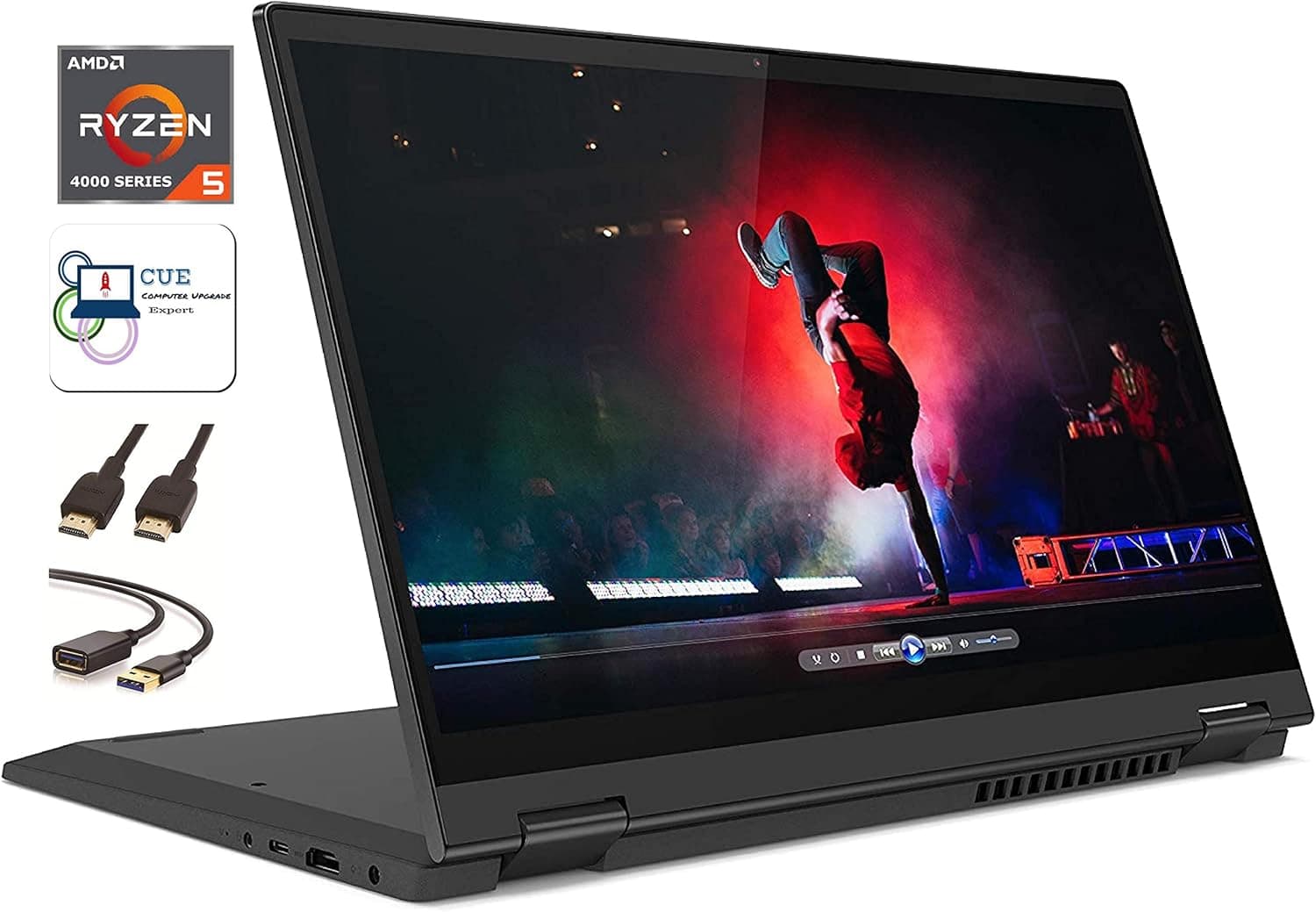 Lenovo Flex 5 14" 2-in-1 Convertible Touchscreen FHD Laptop Computer PC, Ryzen 5 4500u, 16GB RAM, 512GB SSD, Fingerprint, Backlit Keyboard, HDMI, Webcam, Stylus, Windows 10 +CUE Accessories Bundle