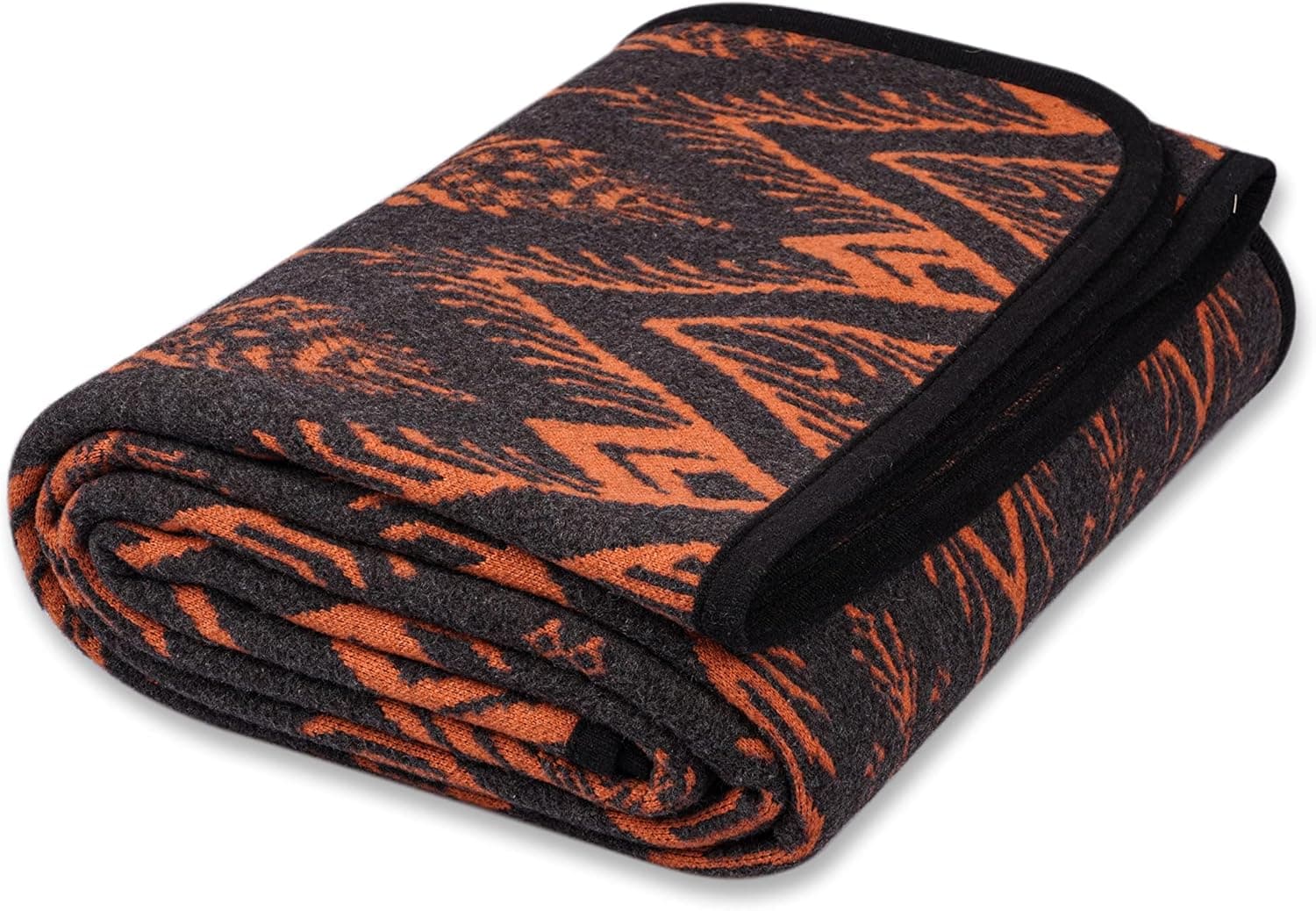 PuTian Merino Wool Blanket - 4 lbs Warm, Thick, Washable, Large 87" x 63" Throw for Outdoors, Camping,Couch, Bed, Travel-Super Soft Wool Blanket- Bohemia Orange