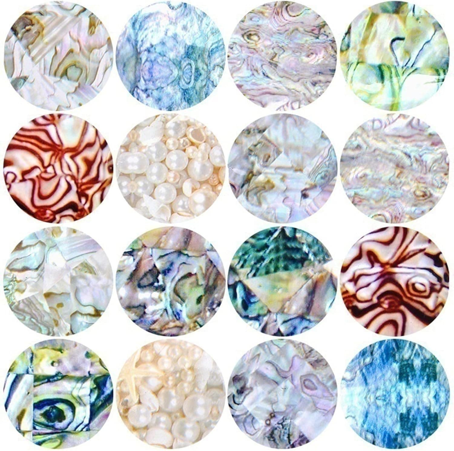 Linhengyu Nail Art Sticky Tabs DIY Shell Starry Sky Nail Foils Art Stickers Tools Women Fashion Manicure Decor Decals for Girls Women Beauty