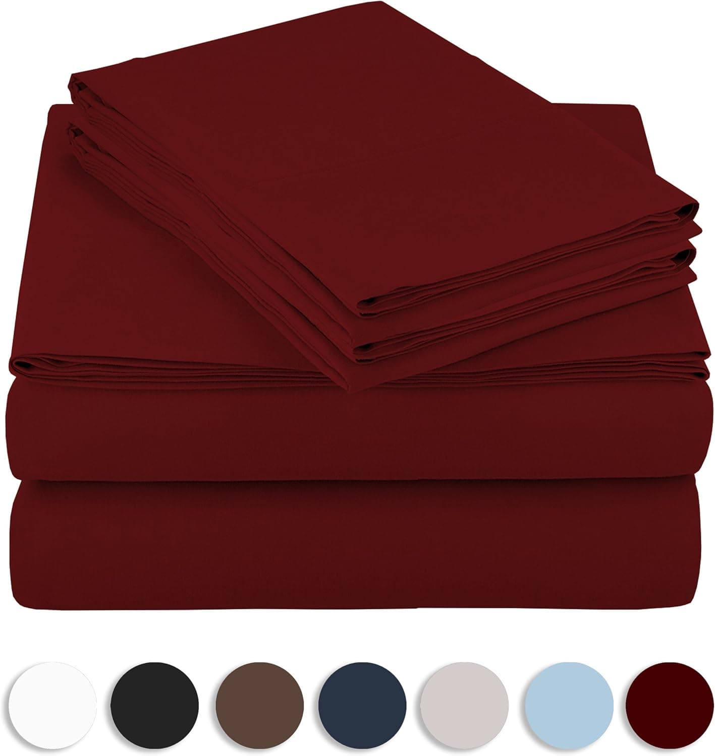 Sleeping Cloud Hotel Collection Bed Sheet Set 4 Piece with 16 Inches Deep Pocket Brushed Microfiber Ultra Soft Comfortable Wrinkle Fade Resistant (King, Burgundy)