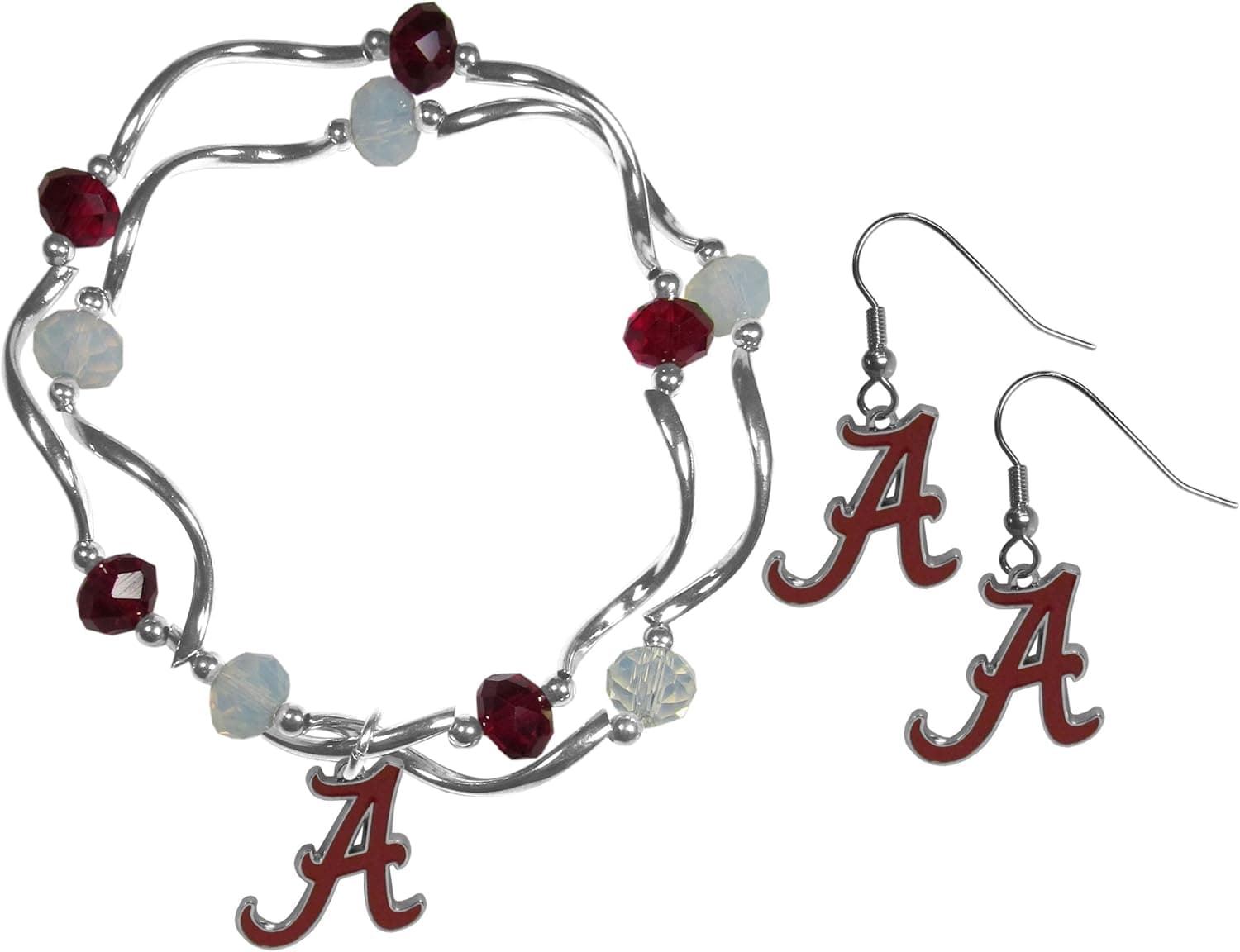 Siskiyou Sports NCAA unisex-adult Dangle Earrings and Crystal Bead Bracelet Set