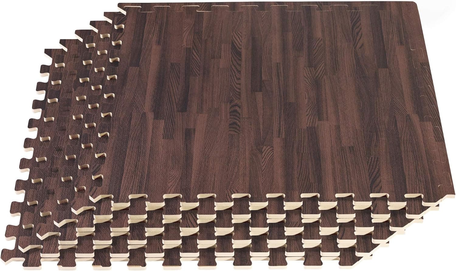 ForestFloor 3/8 Inch Thick Printed Foam Tiles, Premium Wood Grain Interlocking Foam Floor Mats, Anti-Fatigue Flooring