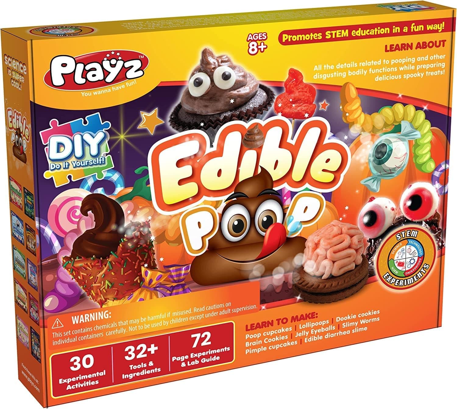 Playz Edible Poop! Food Science STEM Chemistry Kit - DIY Make Your Own Chocolates and Candy Experiments for Boy, Girls, Teenagers, & Kids Ages 8, 9, 10, 11, 12, 13+ Years Old