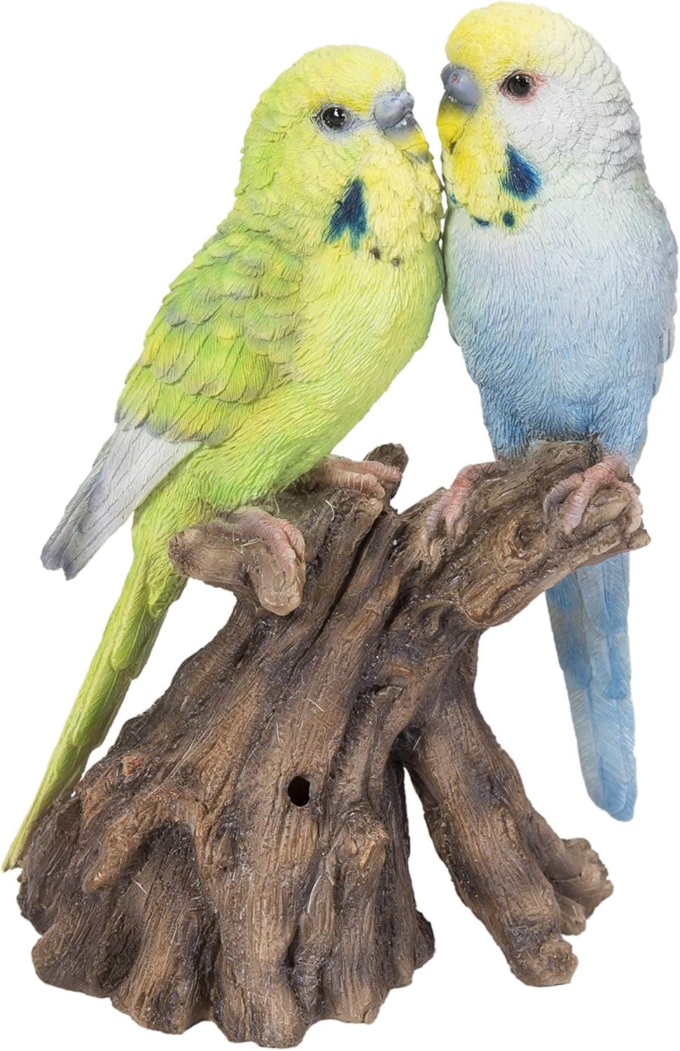 Hi-Line Gift Ltd. Motion Activated Singing Couple Budgerigar ON Stump, Blue; Green