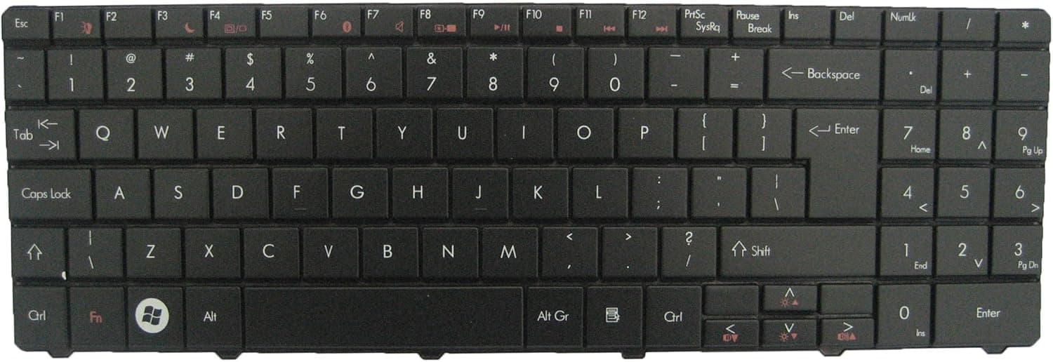 LotFancy New Black keyboard for Gateway Select Model MP-07F33U4-930, MP-07F33U4-4424H, KBI170G11193, KBI170G13895, MP-07G76D0-528, 0KN0-511GE0209, MP-07F33U4-698, PK1307B1A32, 6037B0043301 Laptop / Notebook US Layout