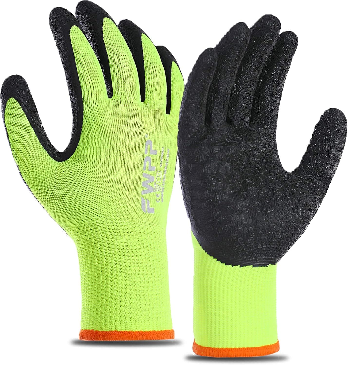 FWPP Latex Coated Work Gloves, Firm Grip for Construction, Gardening Gloves for Men and Women (Size L 12Pairs Yellow GL008003)