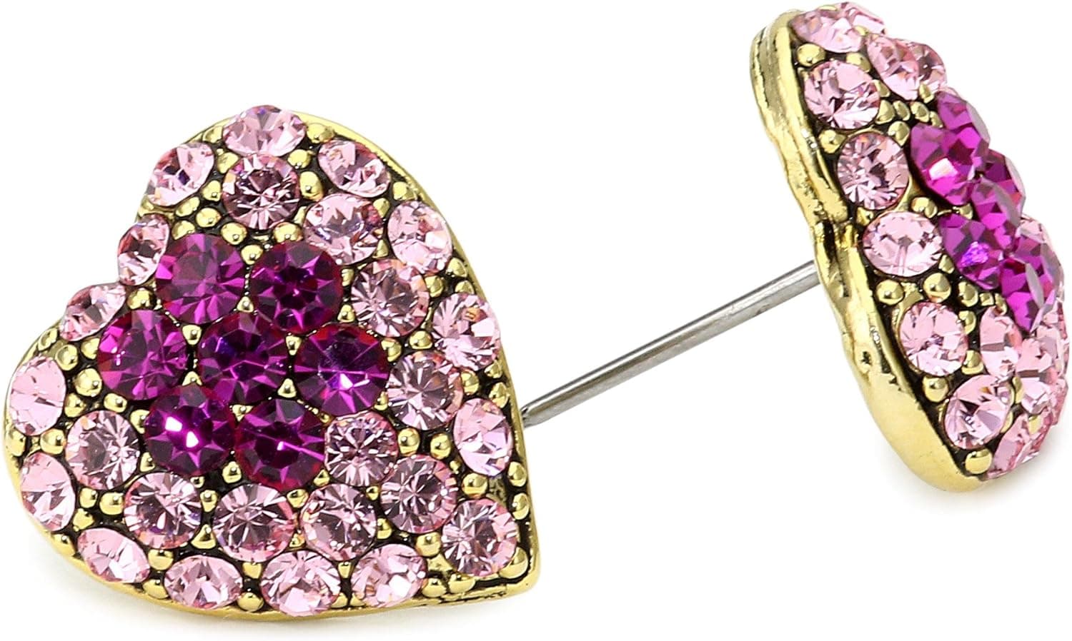 Yochi Peach Combo Stone Burst Heart Earrings