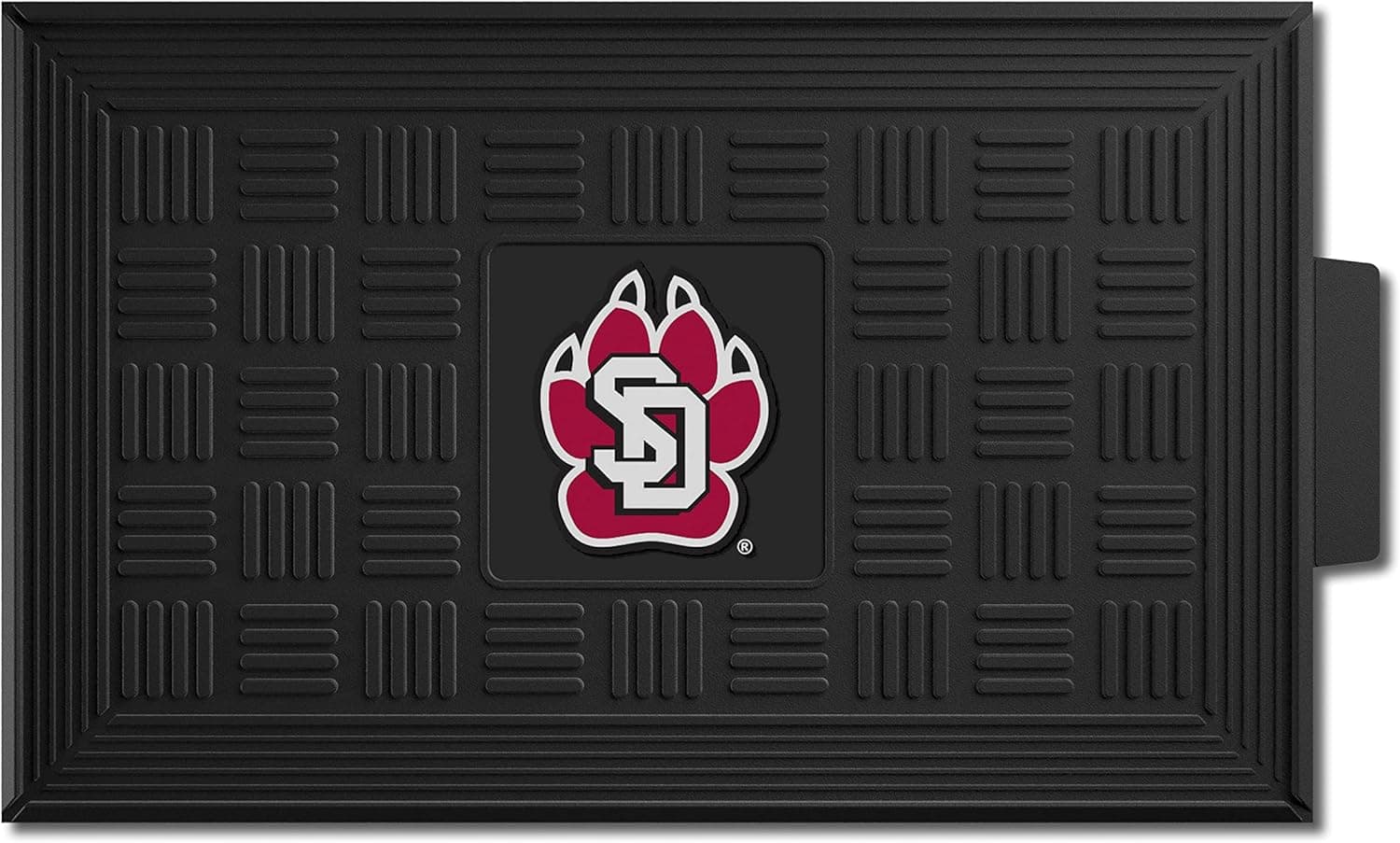 FANMATS 21811 South Dakota Coyotes Heavy Duty Vinyl Medallion Outdoor Door Mat - 19.5in. x 31in.