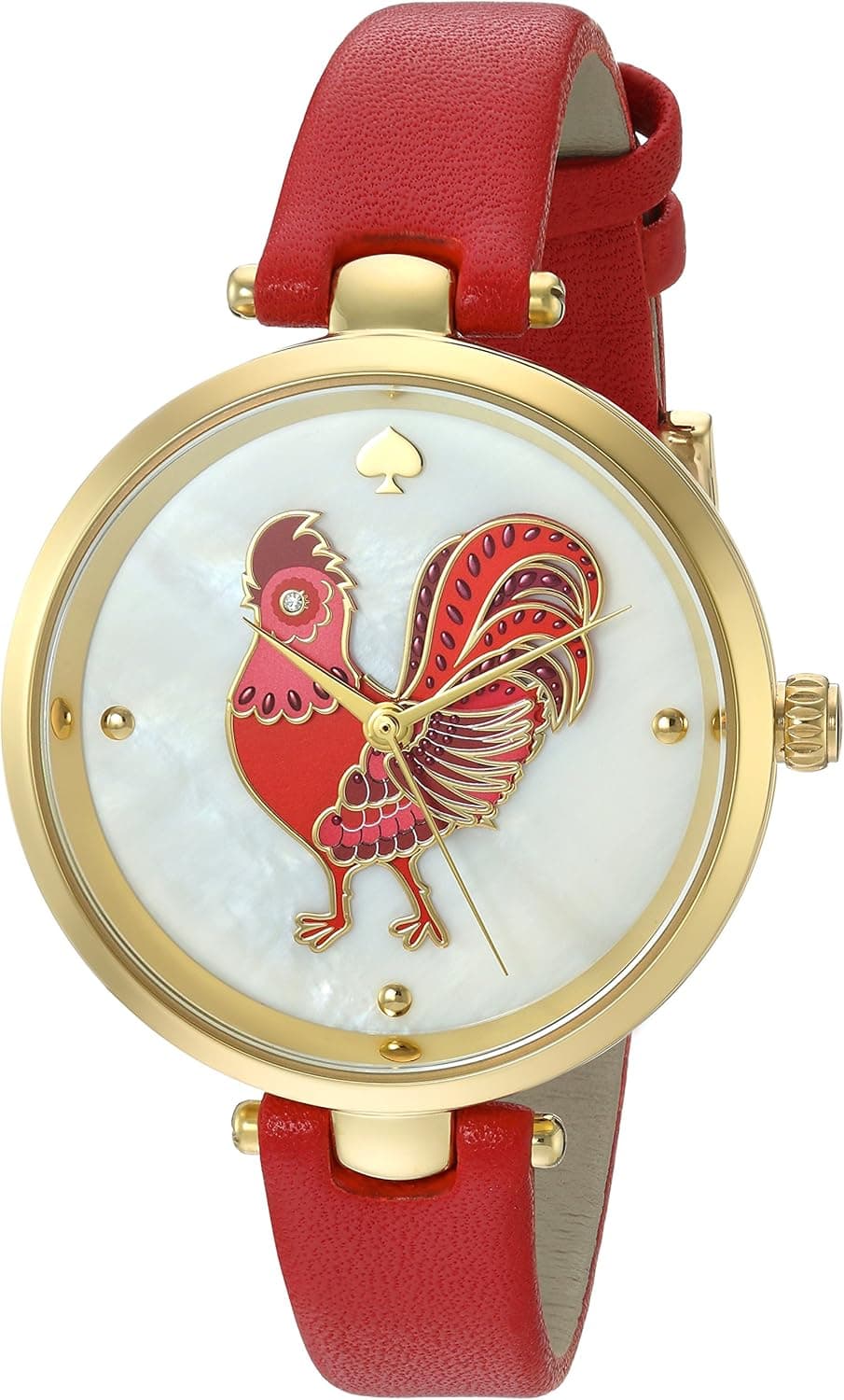 kate spade new york Women's Holland Stainless Steel Quartz Watch with Leather Calfskin Strap, red, 12 (Model: KSW1232)