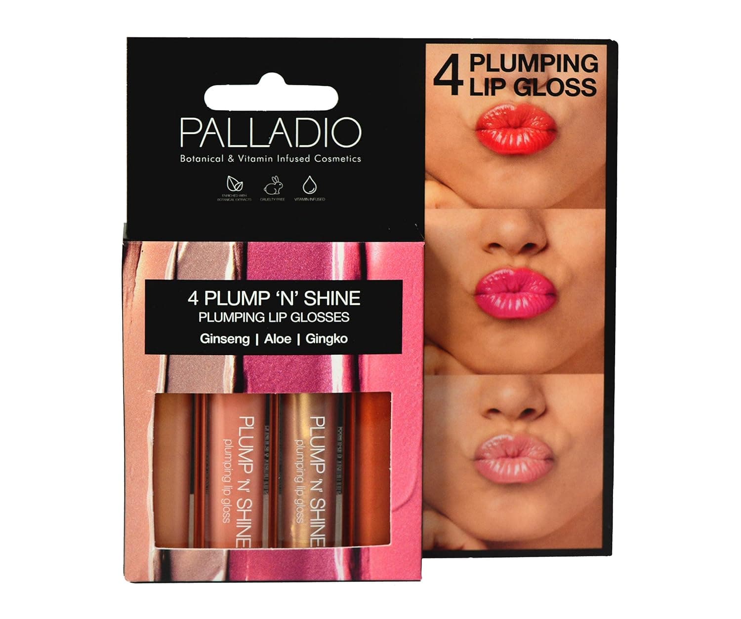 Palladio Plump 'N' Shine Lip Gloss, 4.3 ounce, 4 Count