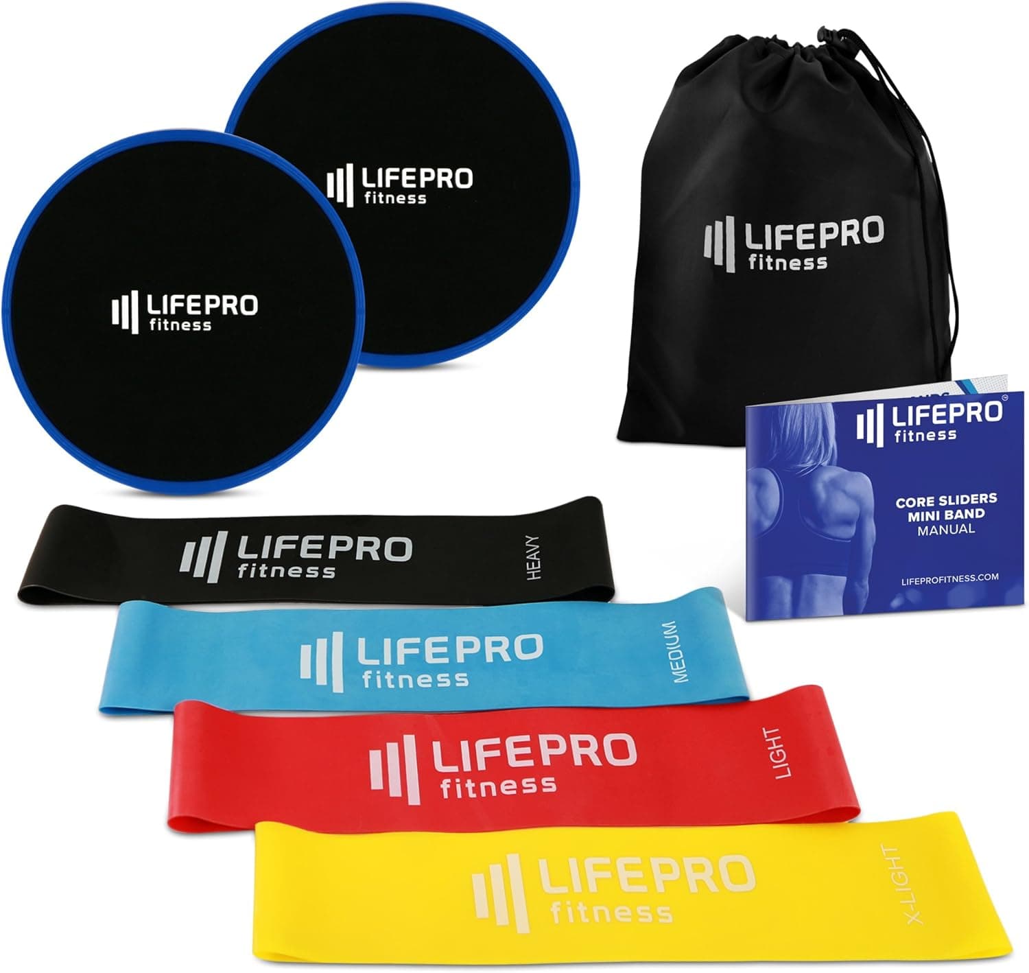 LifePro - Premium Slides and Bands Equipment with Home Exercise Videos & eBook (Loops and Sliders Set)