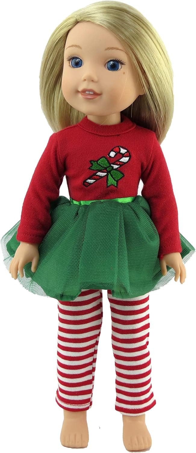 American Fashion World Candy Cane Tutu Dress Made for 14 inch Dolls