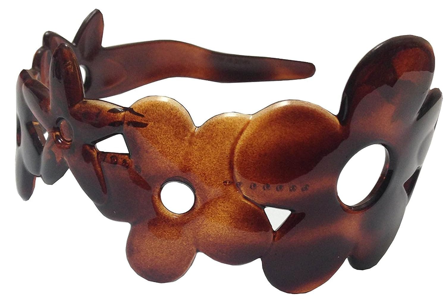 Parcelona French Girls Flower Celluloid Tortoise Shell Wide Hair Head Band Headband