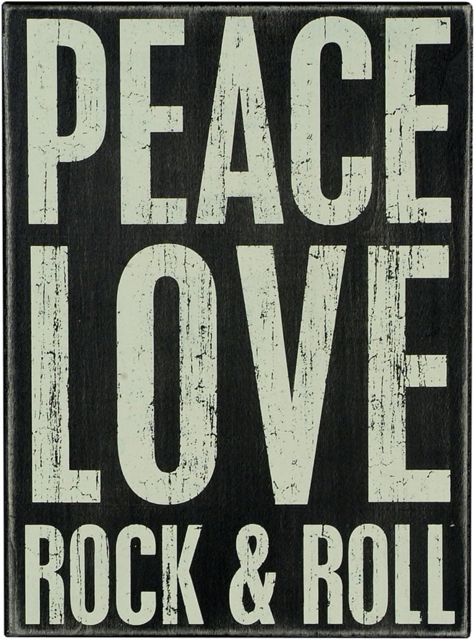 Primitives by Kathy Box Sign, 10 by 13.5-Inch, Peace/Rock and Roll