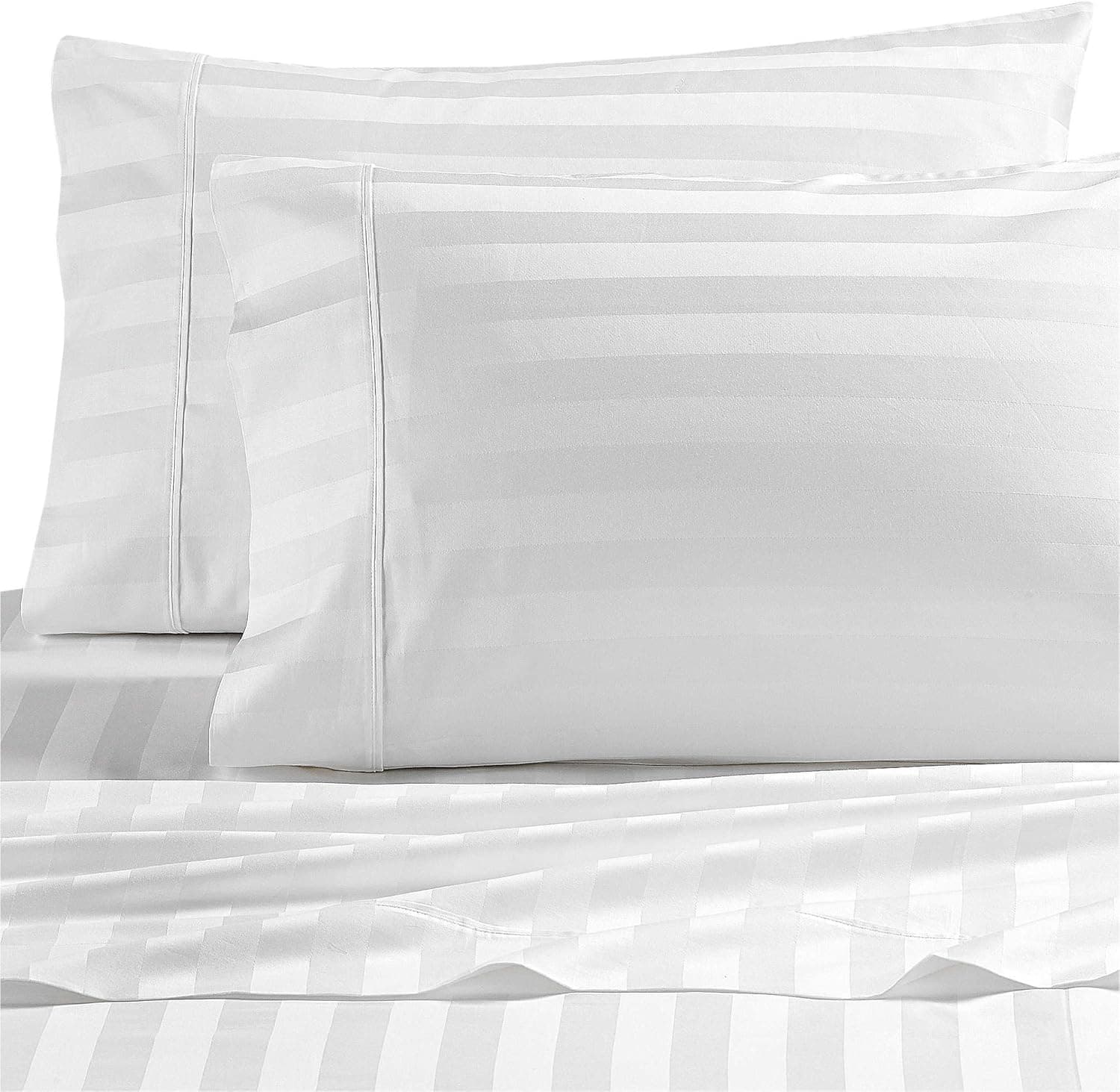 Wamsutta Dream Zone Stripe 1000-Thread-Count PimaCott 3 pieces,Queen Sheet Set in White