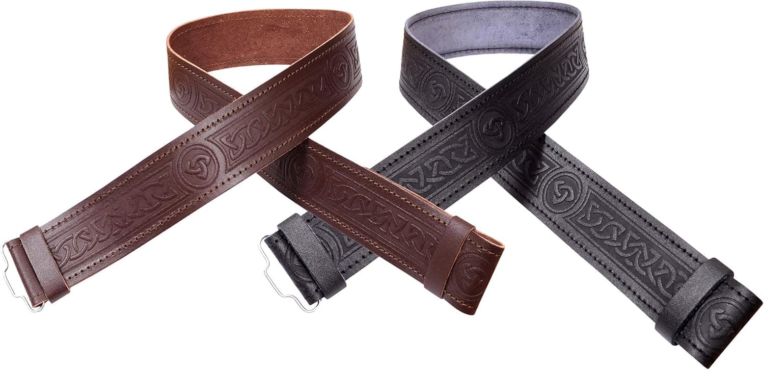 Leather Kilt Belt Celtic Twist Desgin Scottish Highland Accessories