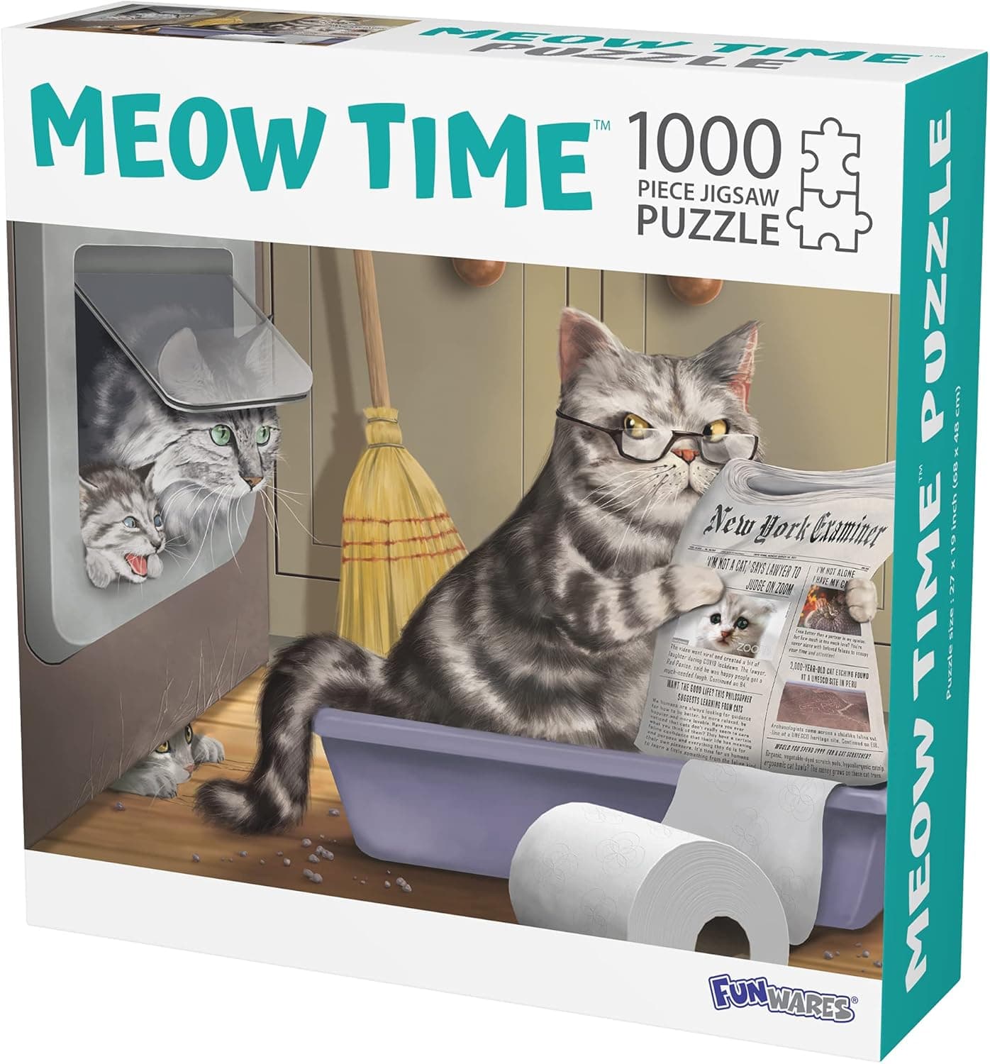 1000 Piece Jigsaw Puzzle - Crappy Cat Meow Time, Cat Pooping Puzzle