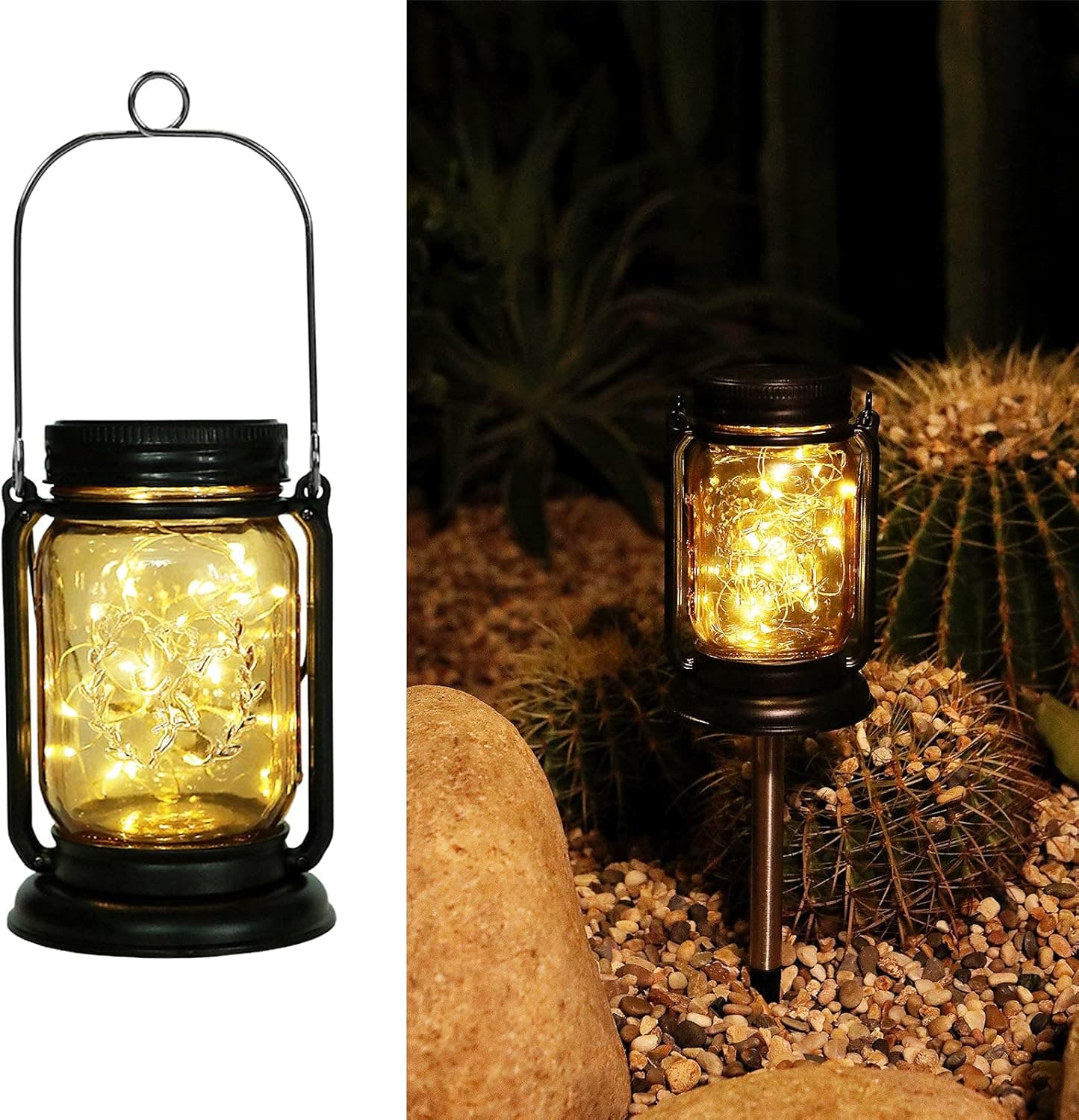 Hanging Solar Lantern, 1 Pack Solar Powered Waterproof Landscape Lanterns, 30 LEDs Solar Mason Jar Lid Fairy String Light for Patio, Yard, Garden and Pathway Decoration (Fairy Light 1 Pack)