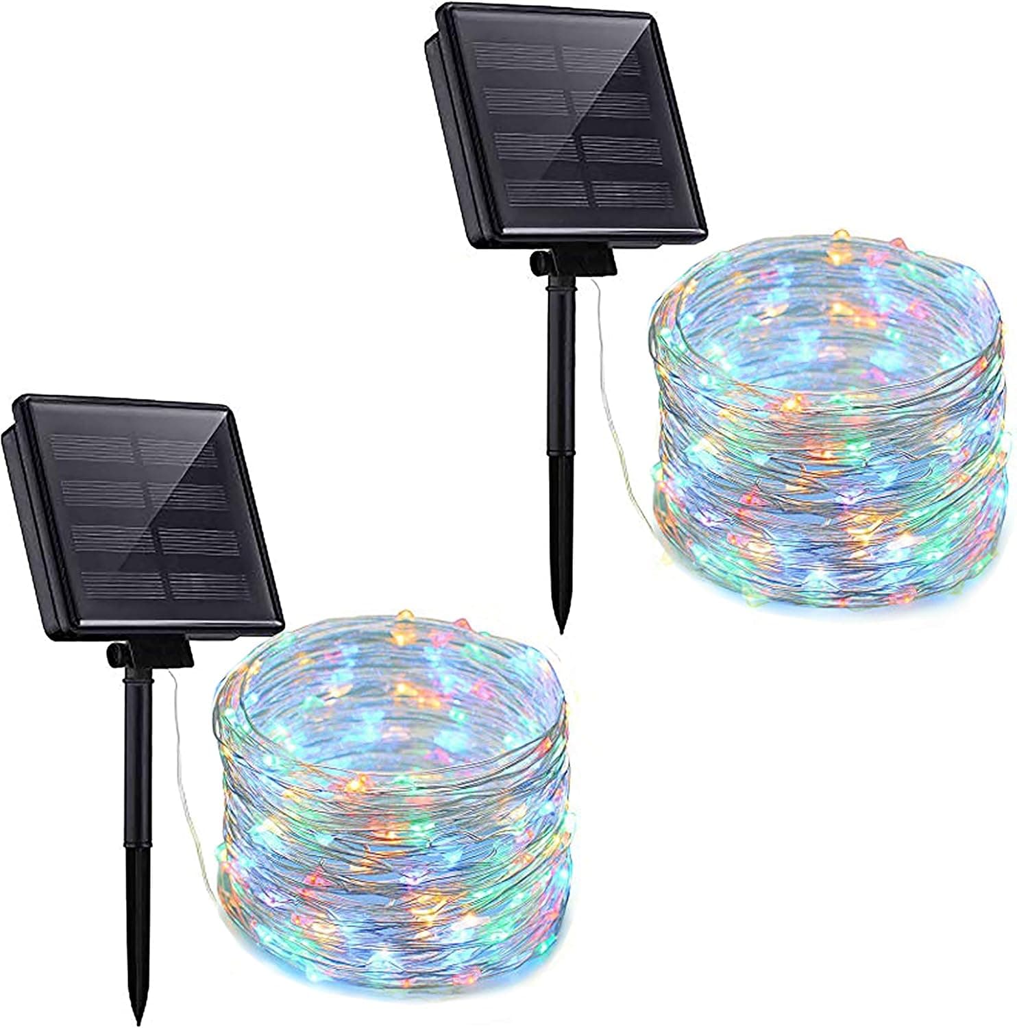 Solar String Lights, Solar Decorative Copper Weir String Lights, 33 ft 100 led String Lights, Waterproof Solar String Decoration Lights, Cadena de Luces led Solar, 2 Sets Pack .(Multi-Color)