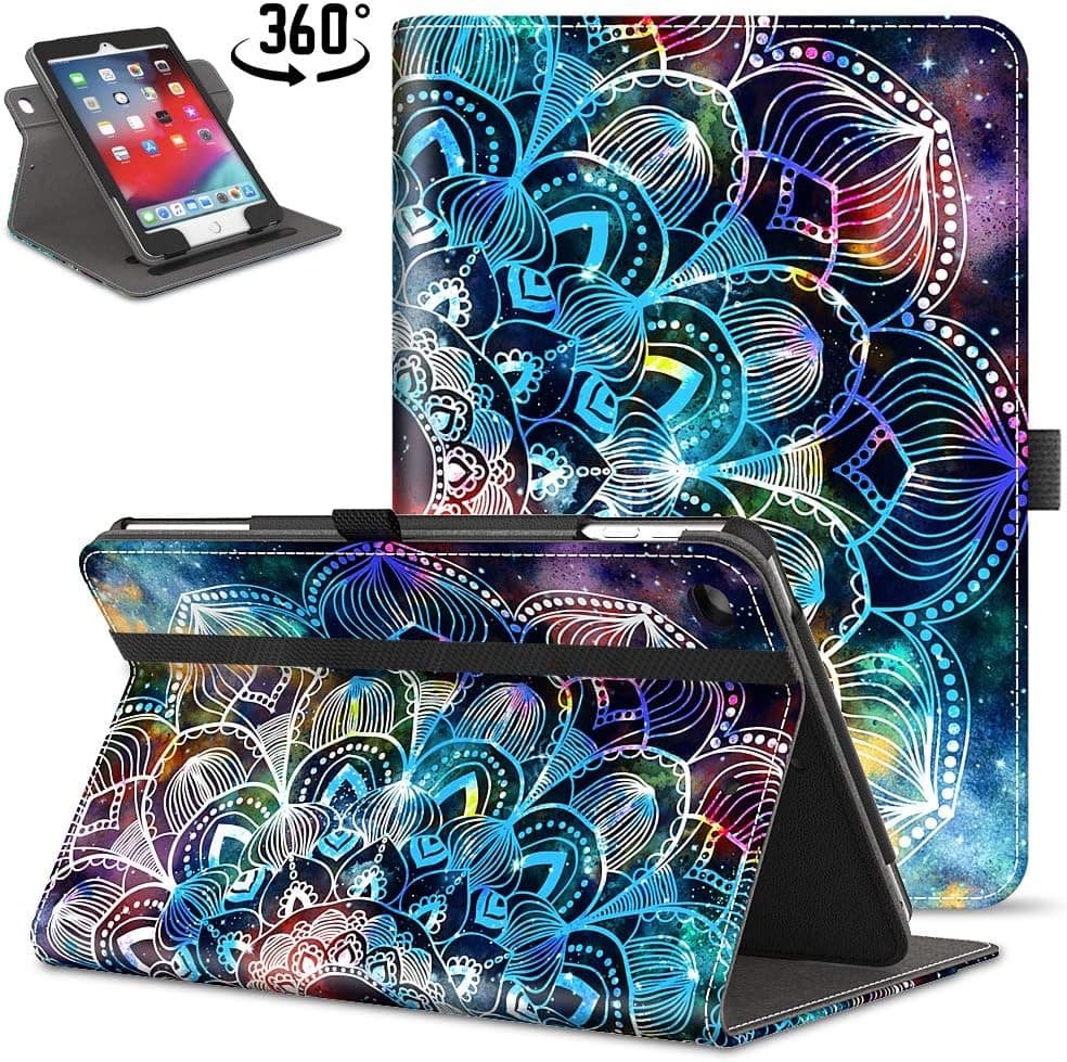 VORI iPad 9.7 2018 2017 / iPad Air 2 / iPad Air Case, [360 Degree Rotating] Leather Folio Stand Case Smart Protective Cover with Auto Wake/Sleep, Mandala